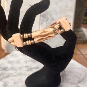 Traditional 2 Strand Buffalo Bone Hairpipe Tribal Bracelet